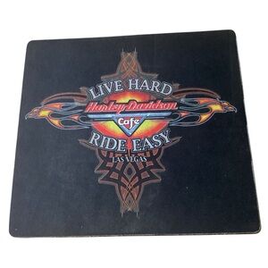 Harley-Davidson Cafe Black Mouse Pad with Red and Orange Design